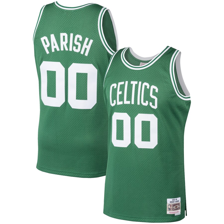 Men's Boston Celtics Robert Parish #0 1986-87 Mitchell & Ness Swingman Hardwood Classics Kelly Green Jersey 2401RRQU